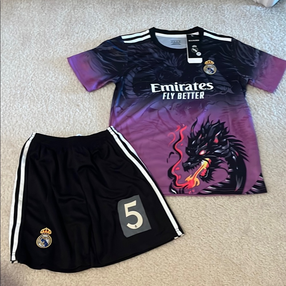 Real Madrid Bellingham Purple Dragon Kids Jersey Set